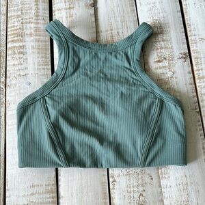 Lululemon Ribbed Nulu High Neck Yoga Bra Size 6 Tidewater Teal